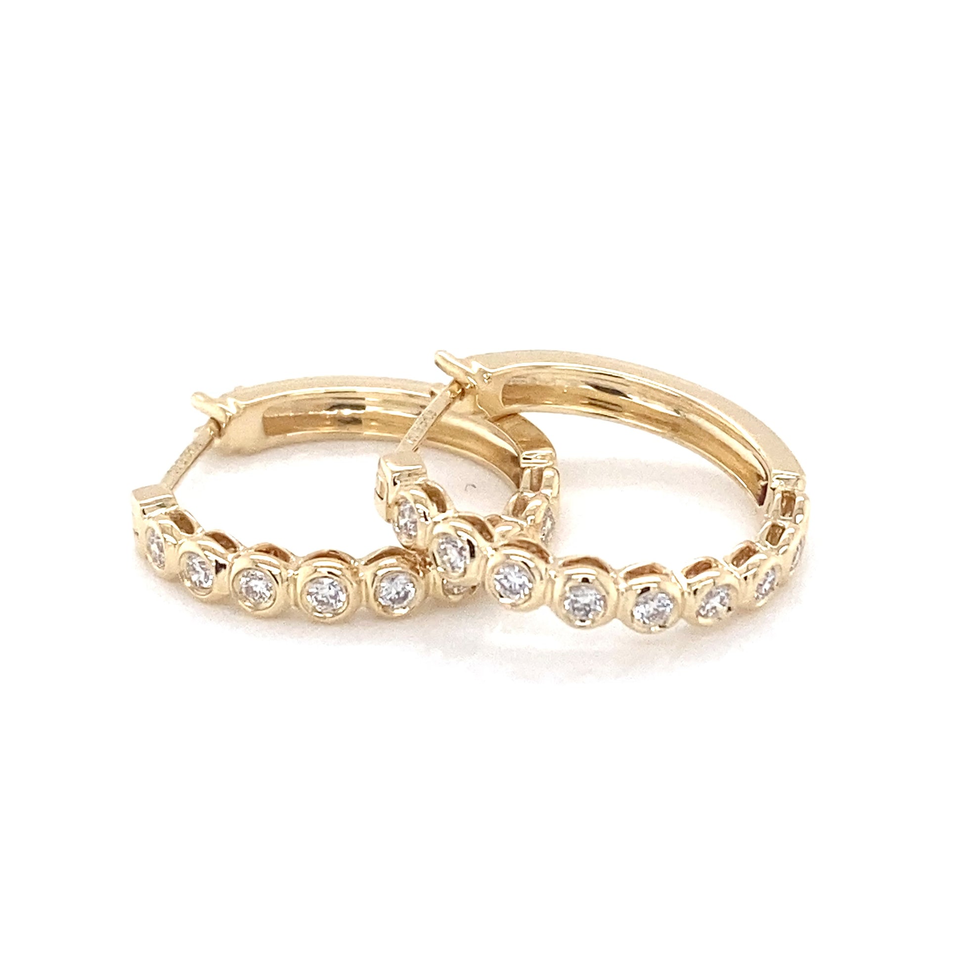 Yellow Gold and Round Brilliant cut diamond hoop earrings  Gardiner Brothers   