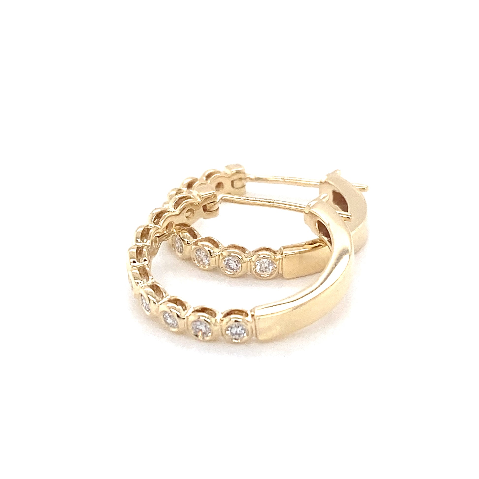 Yellow Gold and Round Brilliant cut diamond hoop earrings  Gardiner Brothers   