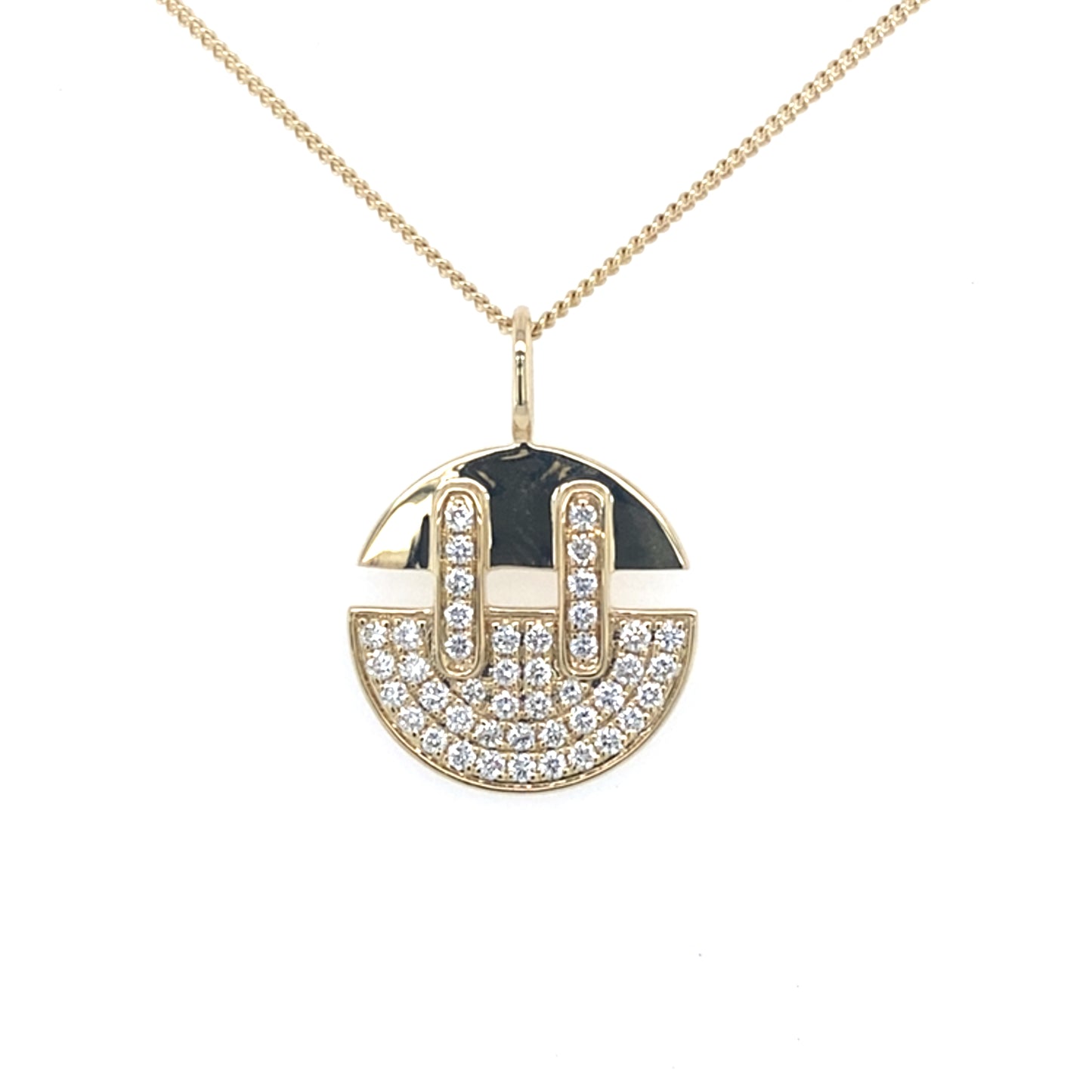 Yellow Gold and diamond fancy disc style pendant  Gardiner Brothers   