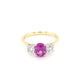 Oval Shaped Pink Sapphire and Round Brilliant Cut Diamond 3 Stone Ring Gardiner Brothers