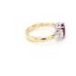 Oval Shaped Ruby and round brilliant cut diamond 3 stone ring Gardiner Brothers