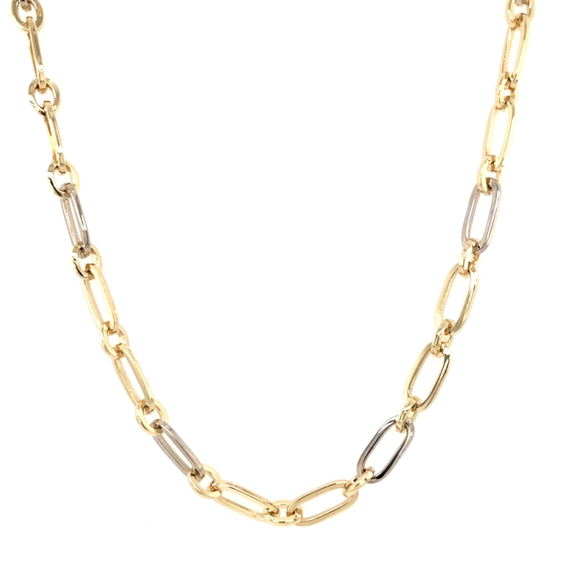 Yellow and white gold oval link necklet Gardiner Brothers