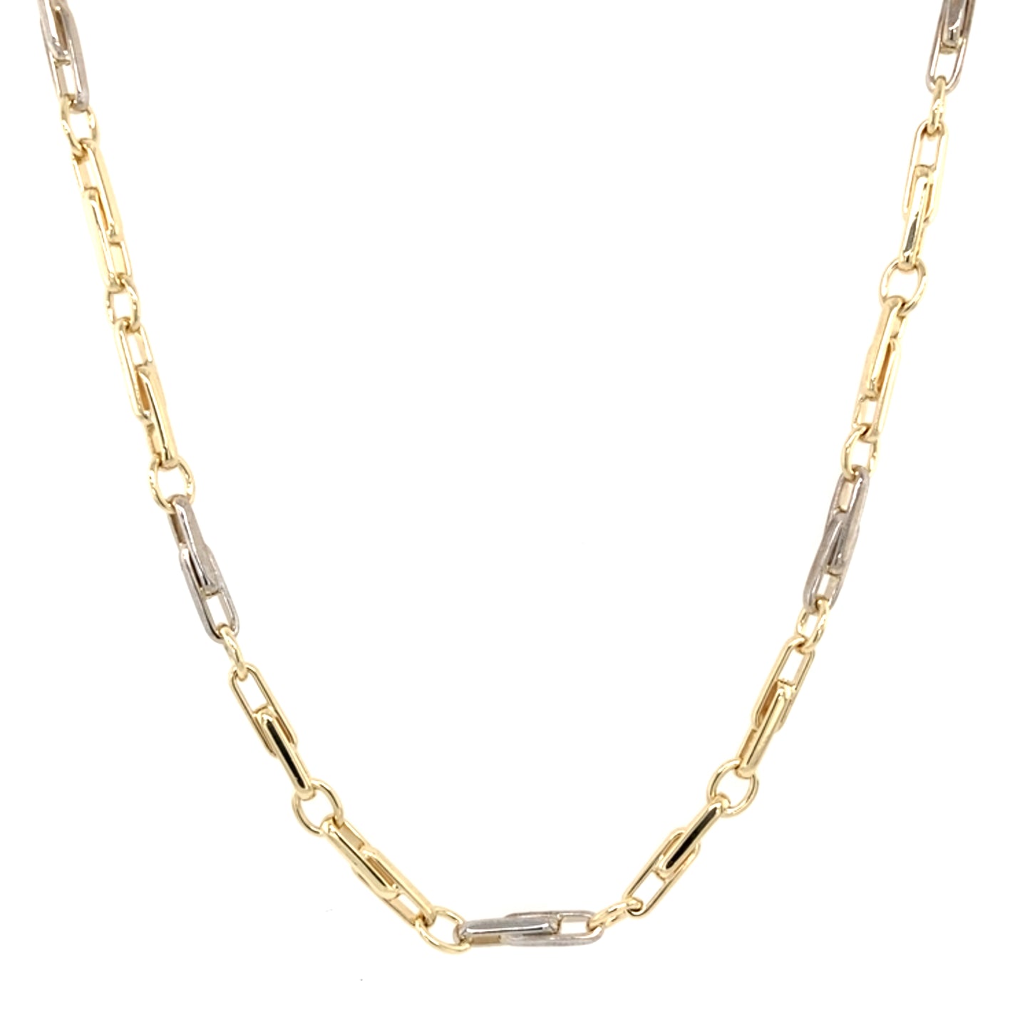 Yellow and white gold interlocking links style necklet Gardiner Brothers