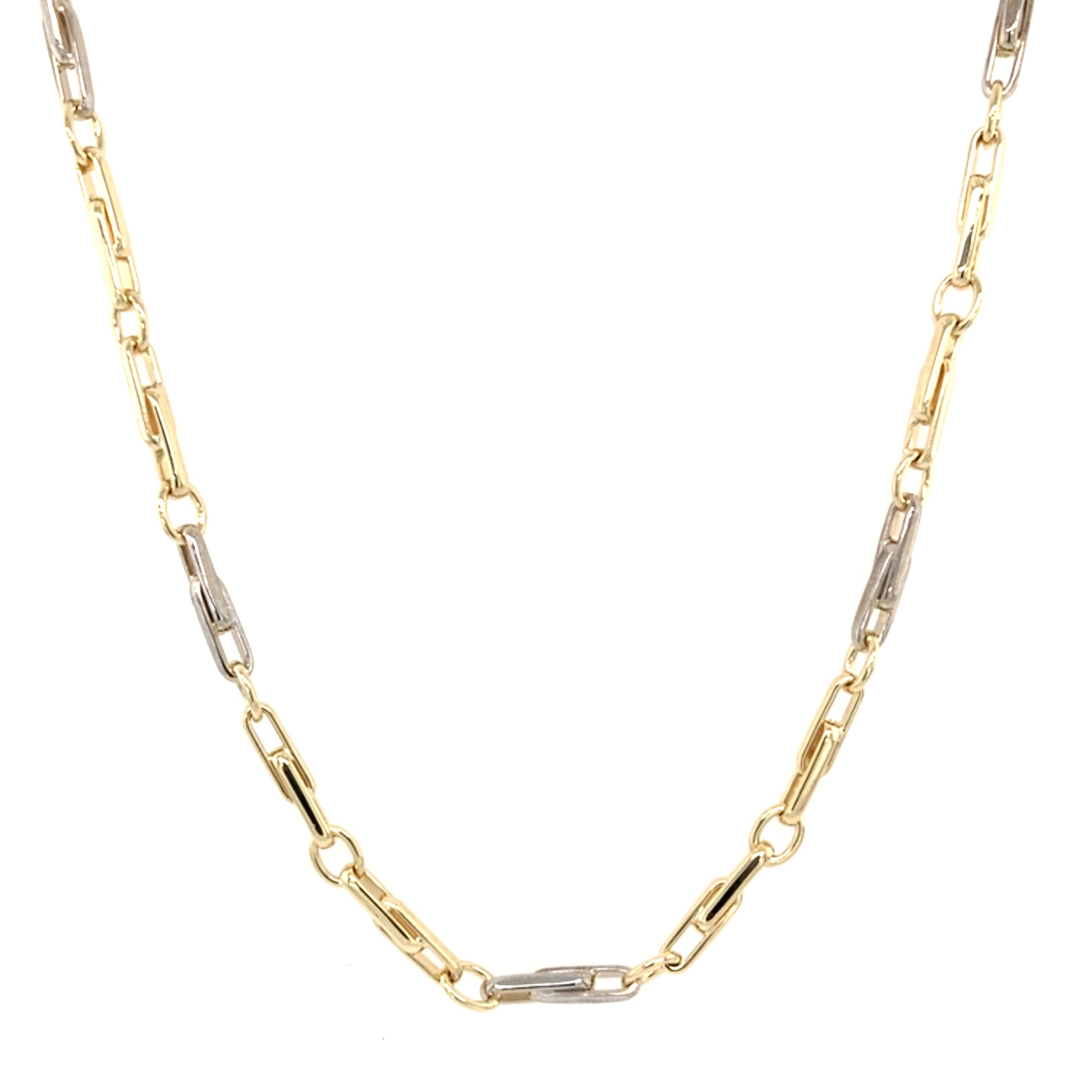 Yellow and white gold interlocking links style necklet Gardiner Brothers