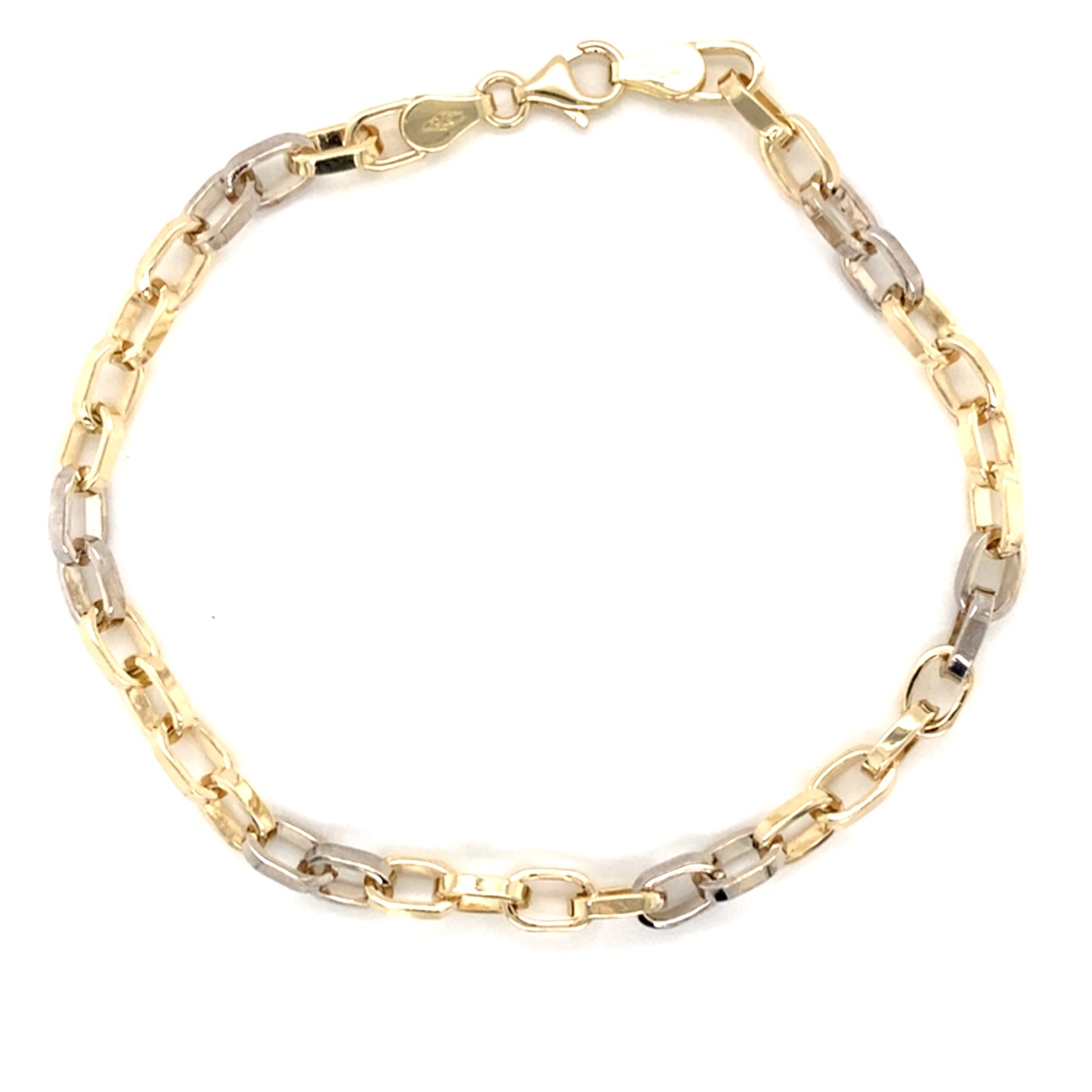 Yellow and white gold oblong link bracelet Gardiner Brothers