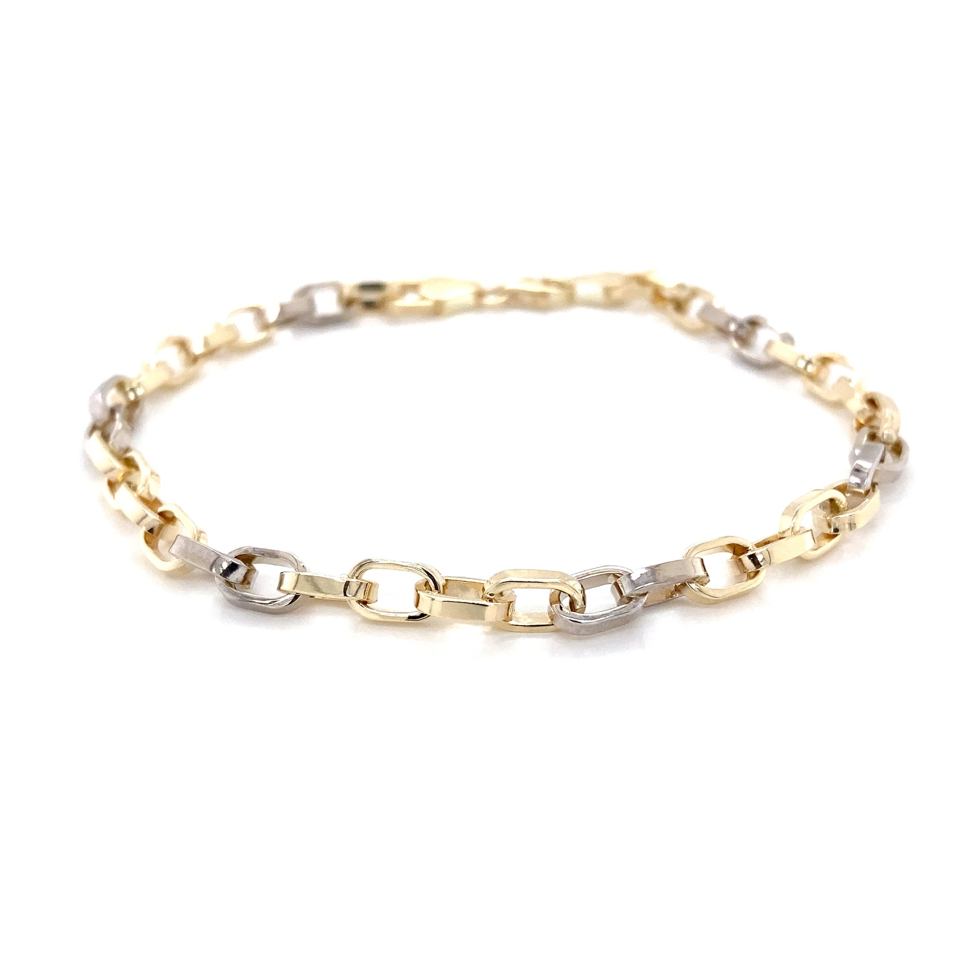 Yellow and white gold oblong link bracelet Gardiner Brothers