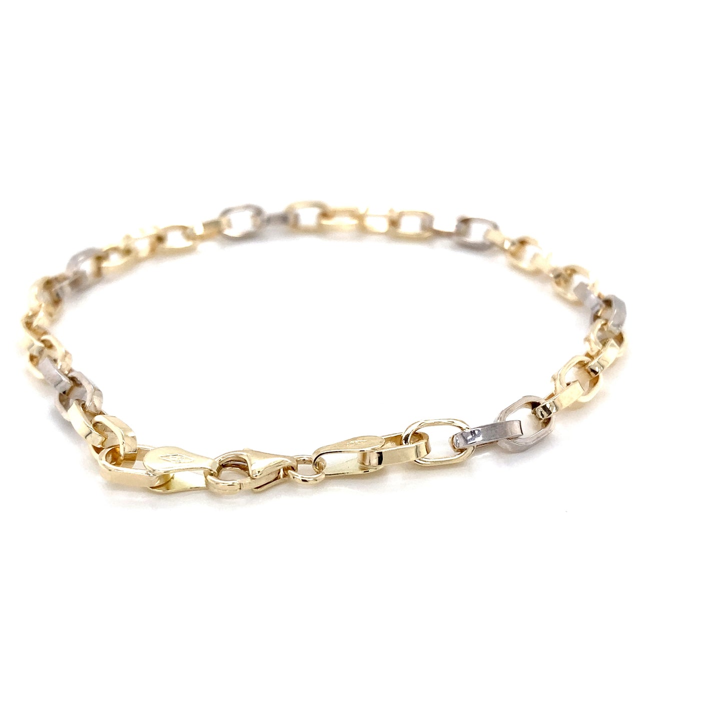 Yellow and white gold oblong link bracelet Gardiner Brothers