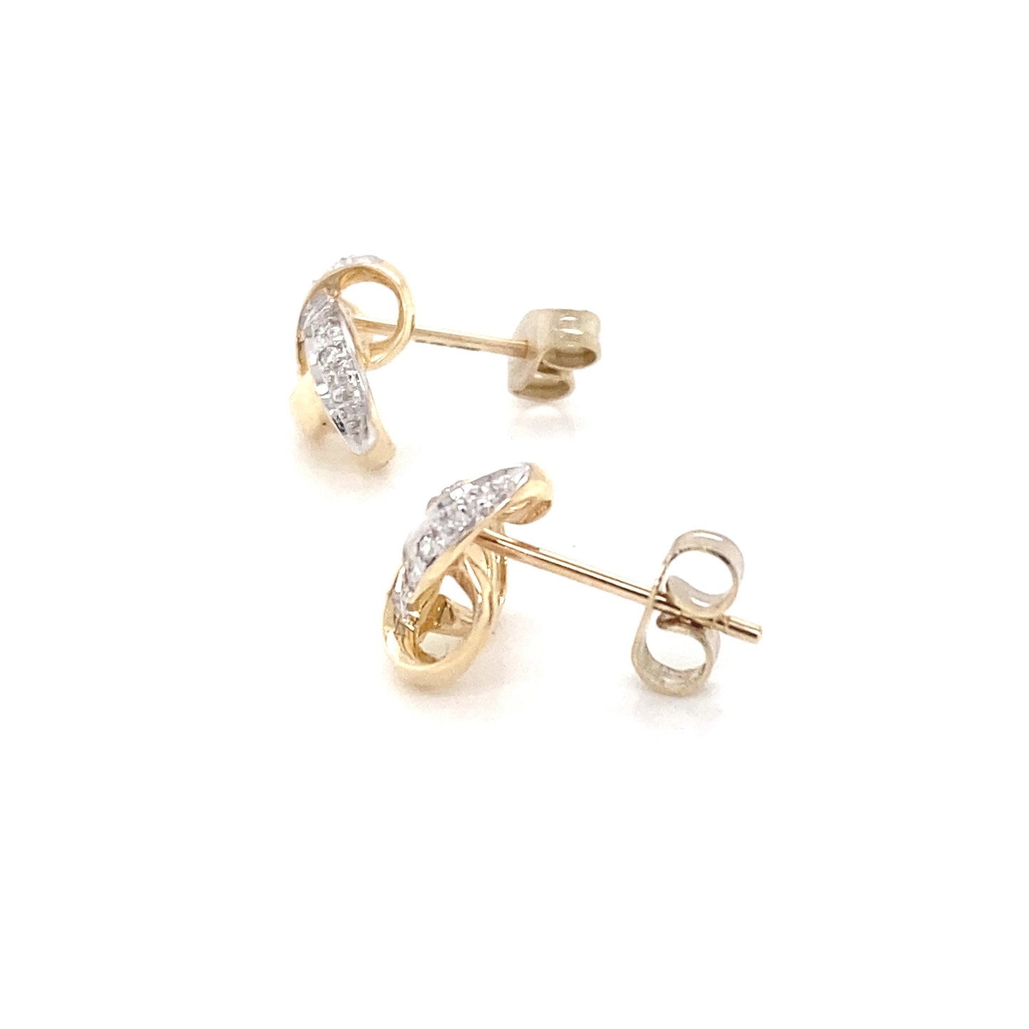 Yellow and White Gold Diamond Knot Style Earrings Gardiner Brothers