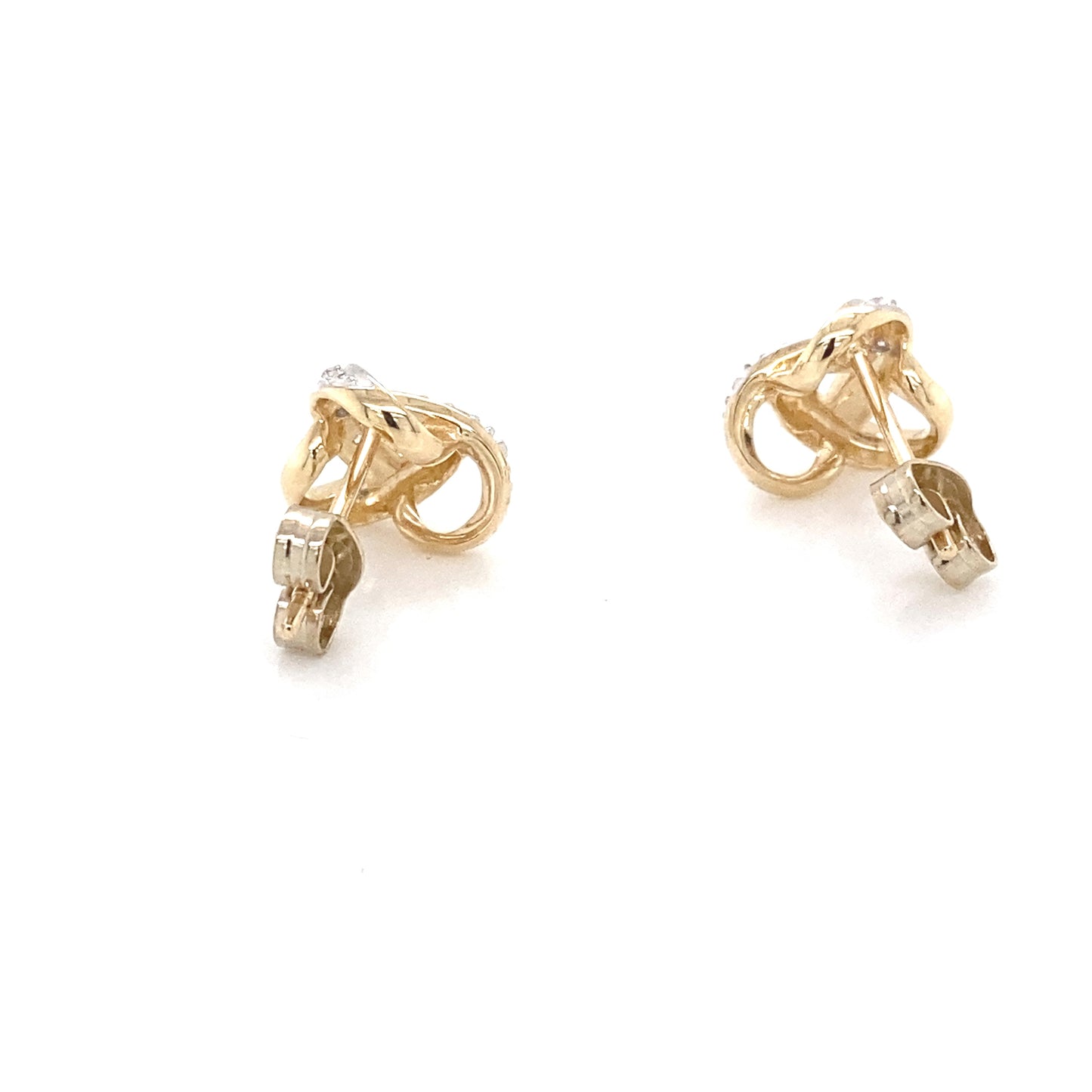 Yellow and White Gold Diamond Knot Style Earrings Gardiner Brothers