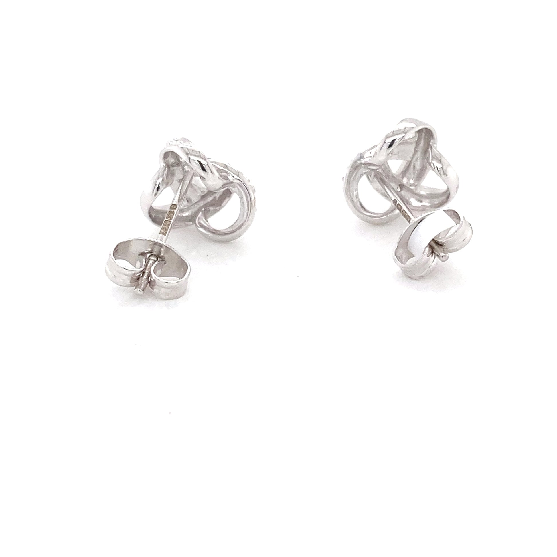 White Gold Diamond Knot Style Earrings Gardiner Brothers