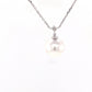 Akoya Pearl and single round brilliant cut diamond drop pendant Gardiner Brothers