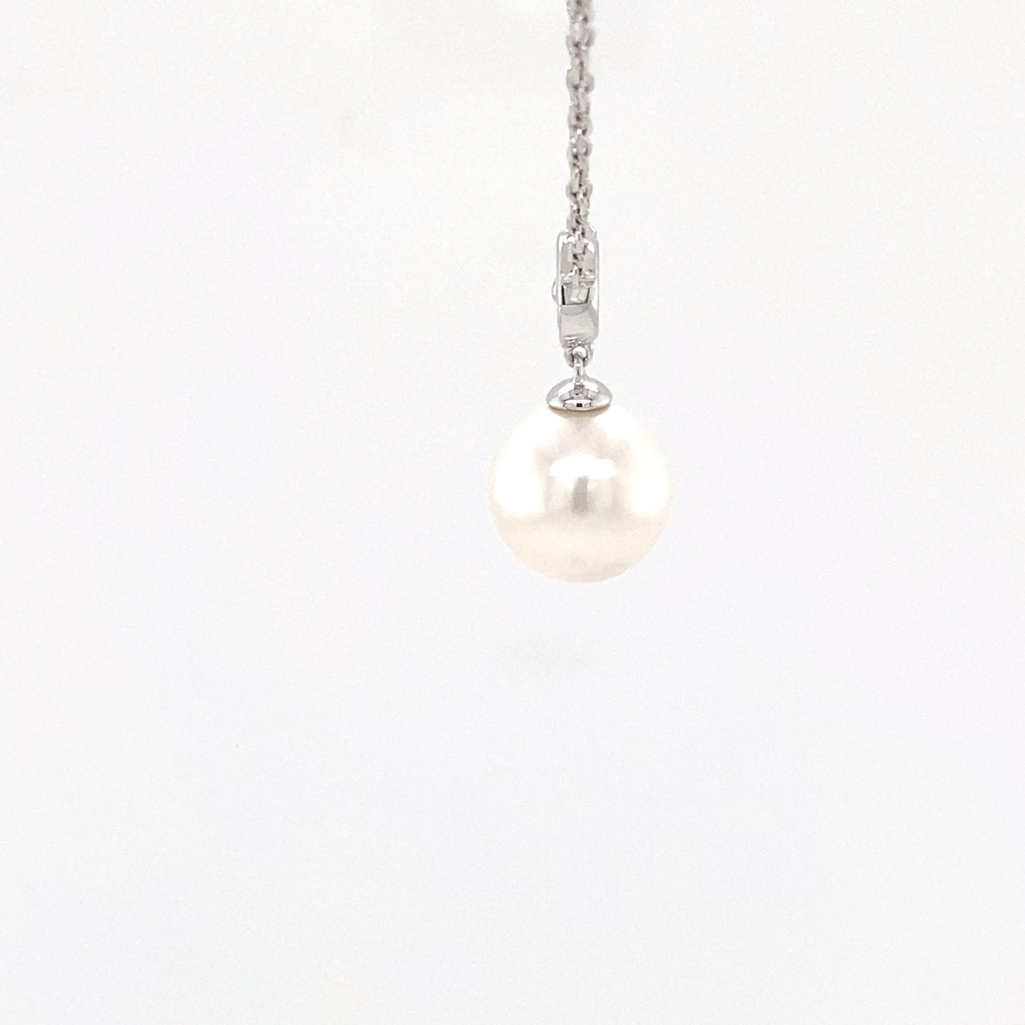 Akoya Pearl and Round Brilliant Cut Diamond Cluster Pendant Gardiner Brothers