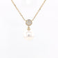 Akoya Pearl and Round Brilliant Cut Diamond Cluster Pendant Gardiner Brothers