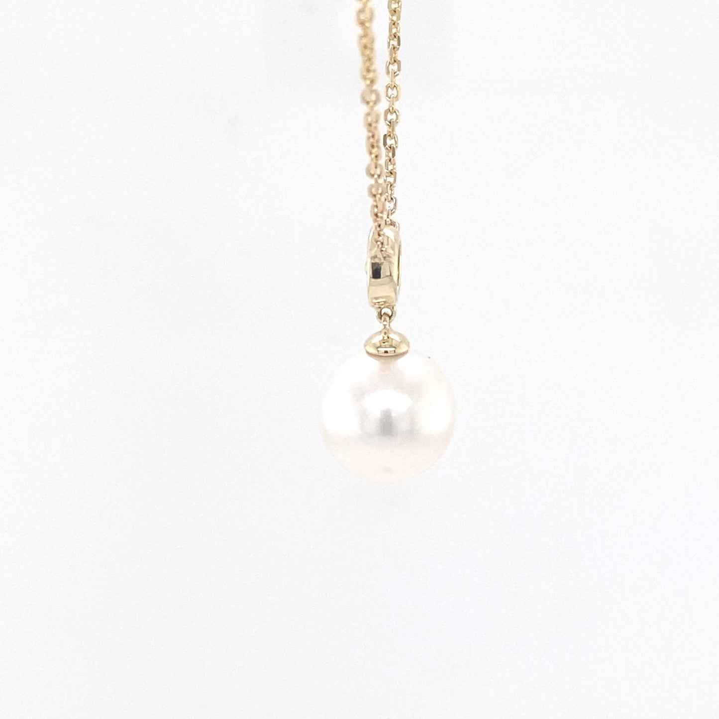 Akoya Pearl and Round Brilliant Cut Diamond Cluster Pendant Gardiner Brothers