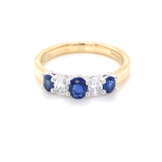 Sapphire and diamond oval shaped 5 stone ring Gardiner Brothers