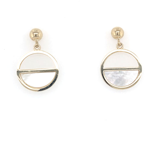 Yellow Gold Mother of Pearl Half Circle Earrings Gardiner Brothers