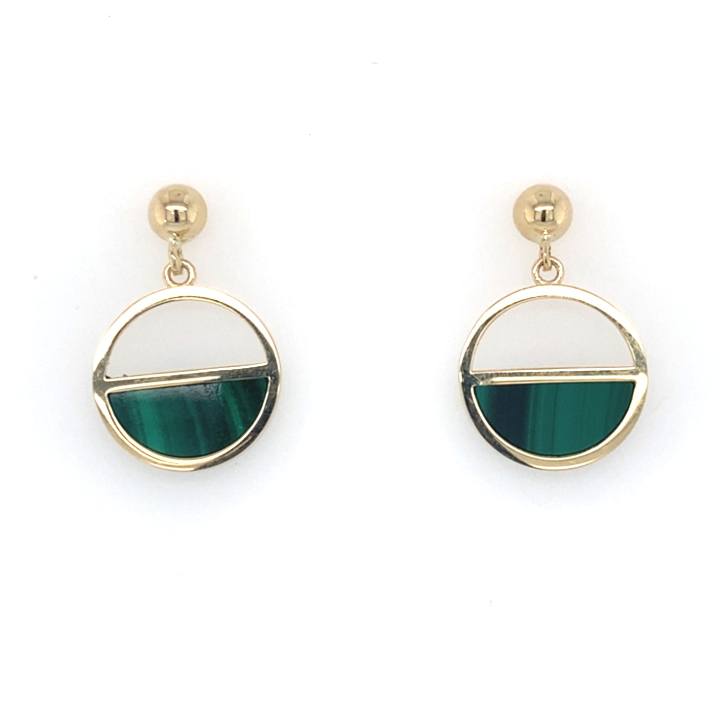 Yellow Gold Malachite Half Circle Earrings Gardiner Brothers