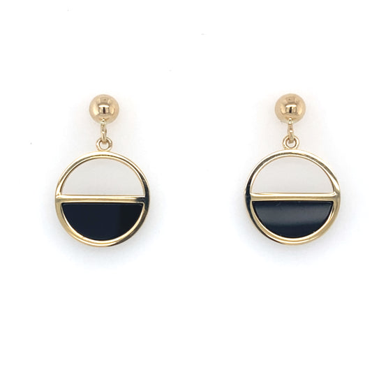 Yellow Gold Onyx Half Circle Earrings Gardiner Brothers