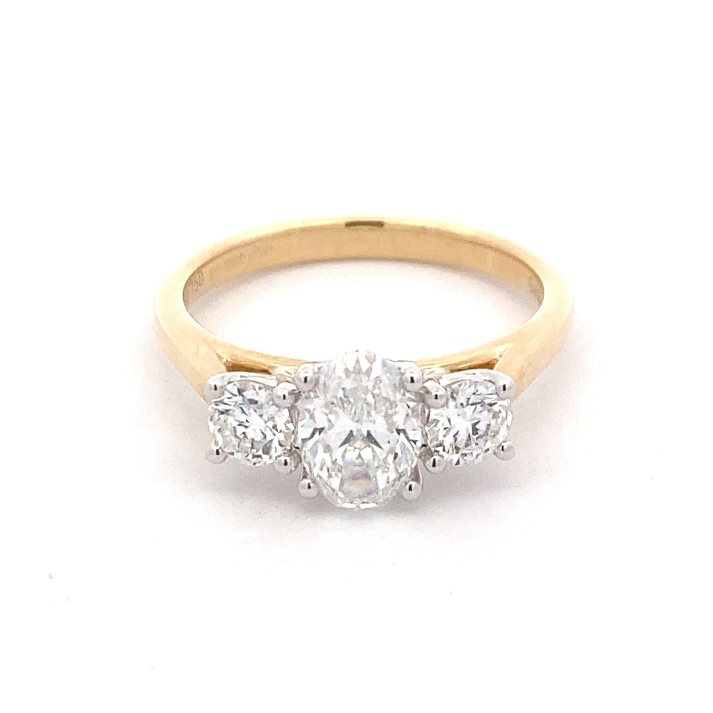 Oval and round brilliant cut diamond 3 stone ring - 1.40cts Gardiner Brothers