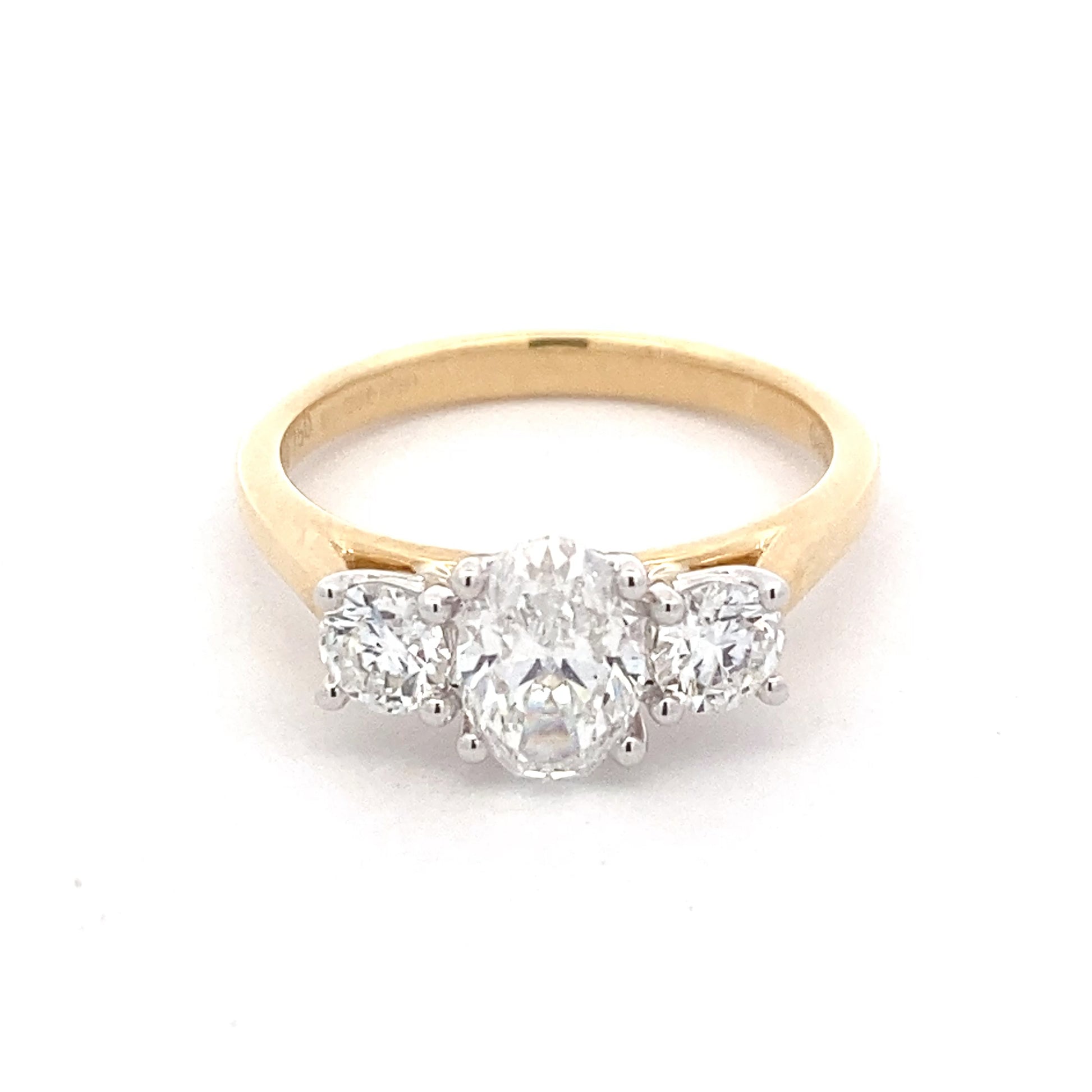 Oval and round brilliant cut diamond 3 stone ring - 1.40cts Gardiner Brothers