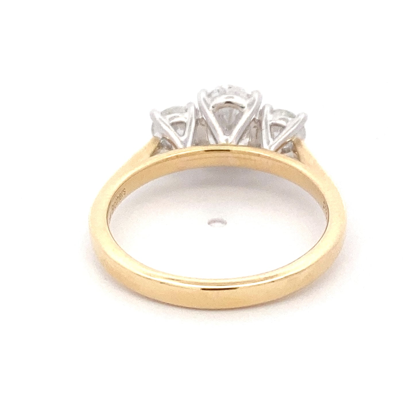 Oval and round brilliant cut diamond 3 stone ring - 1.40cts Gardiner Brothers