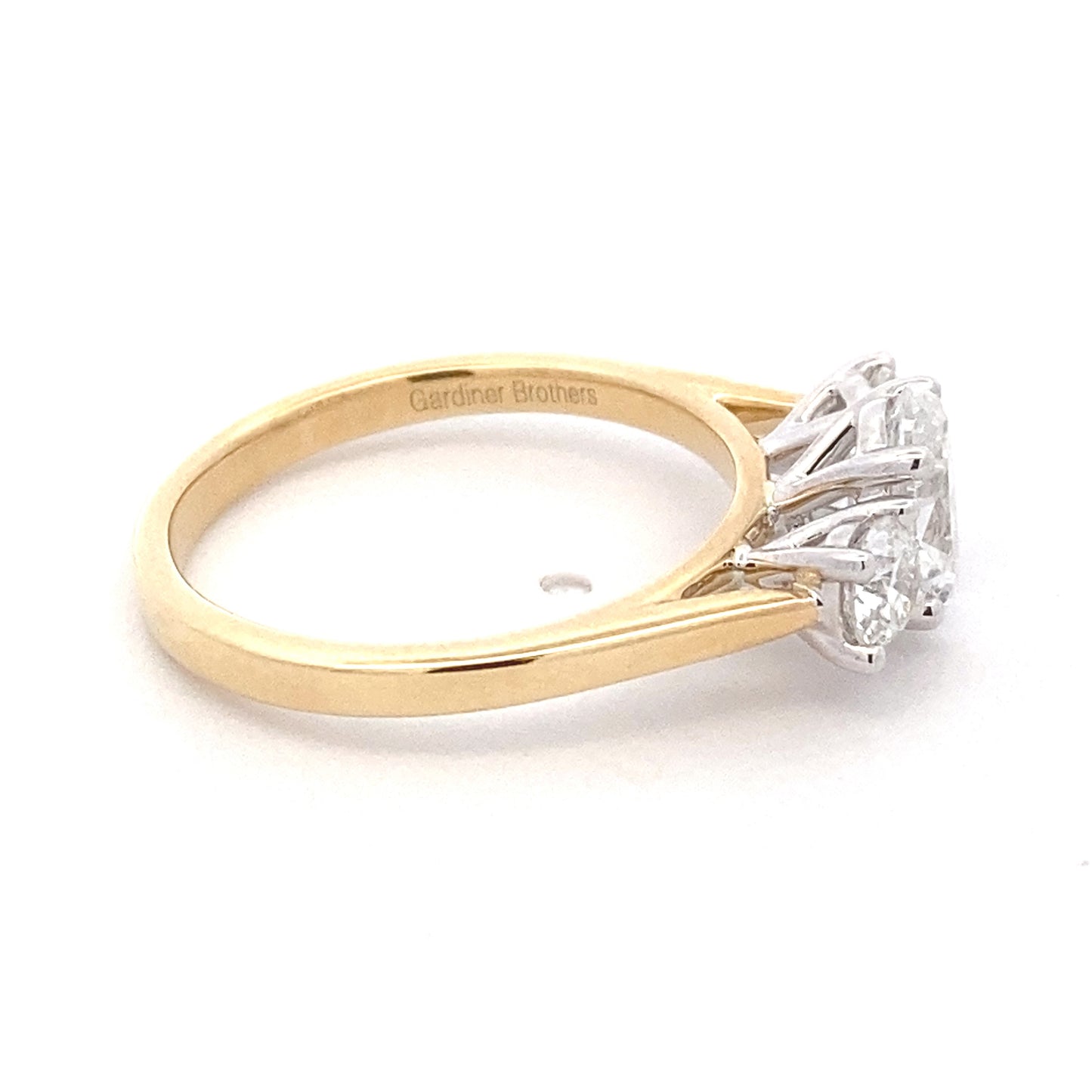 Oval and round brilliant cut diamond 3 stone ring - 1.40cts Gardiner Brothers