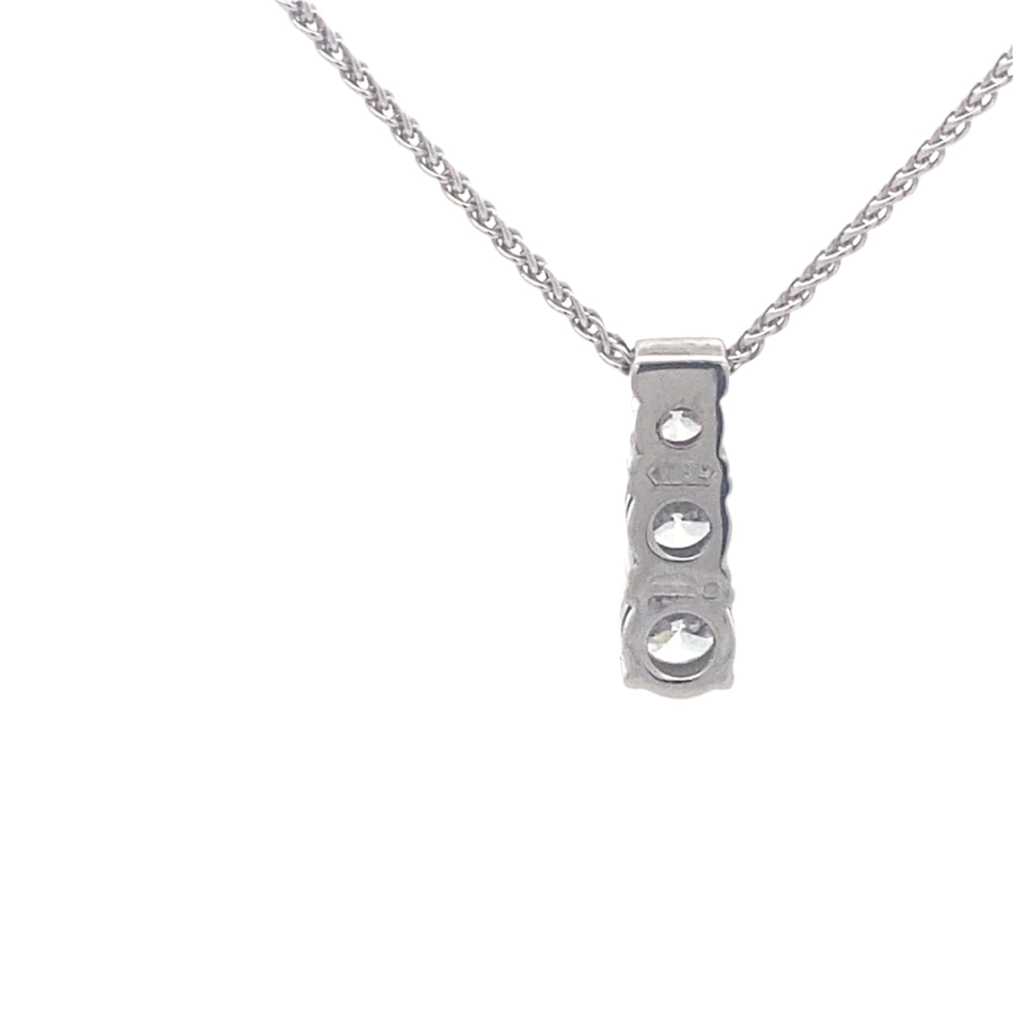 Round Brilliant Cut Diamond 3 Stone Drop Pendant - 0.90cts Gardiner Brothers