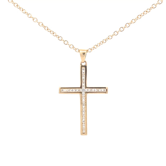 Yellow gold cross pendant set with round brilliant cut diamonds Gardiner Brothers