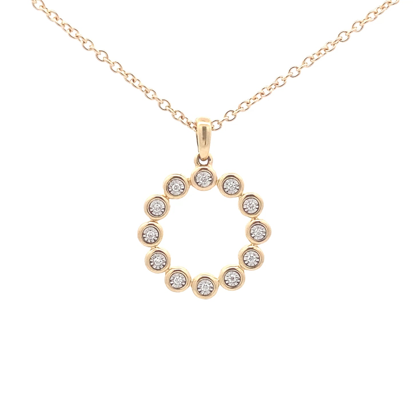 Round Brilliant Cut Diamond Circle style pendant Gardiner Brothers