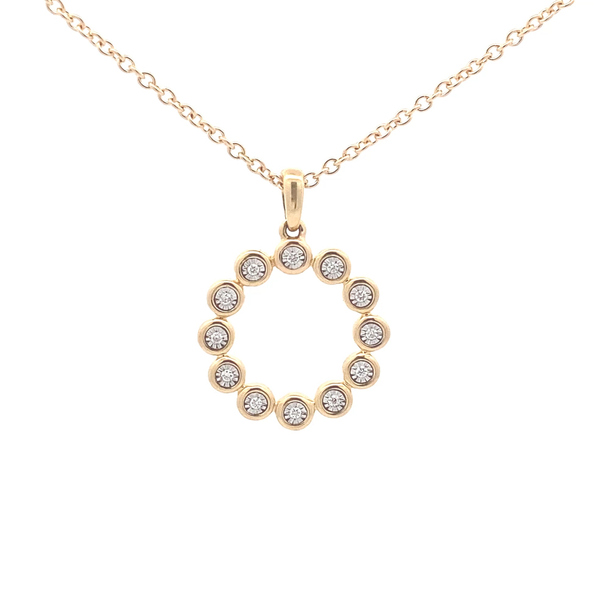 Round Brilliant Cut Diamond Circle style pendant Gardiner Brothers