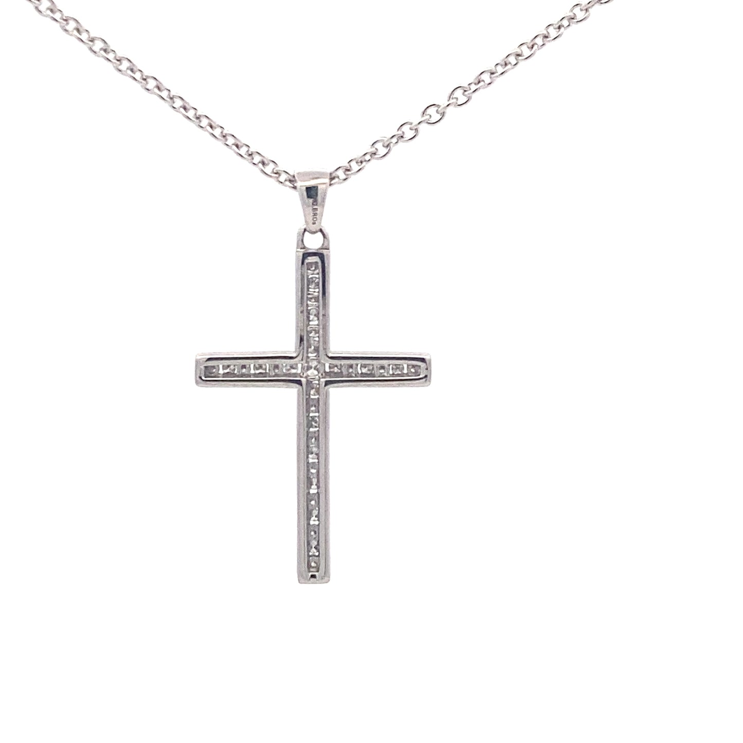 White Gold Cross pendant set with round brilliant cut diamonds Gardiner Brothers