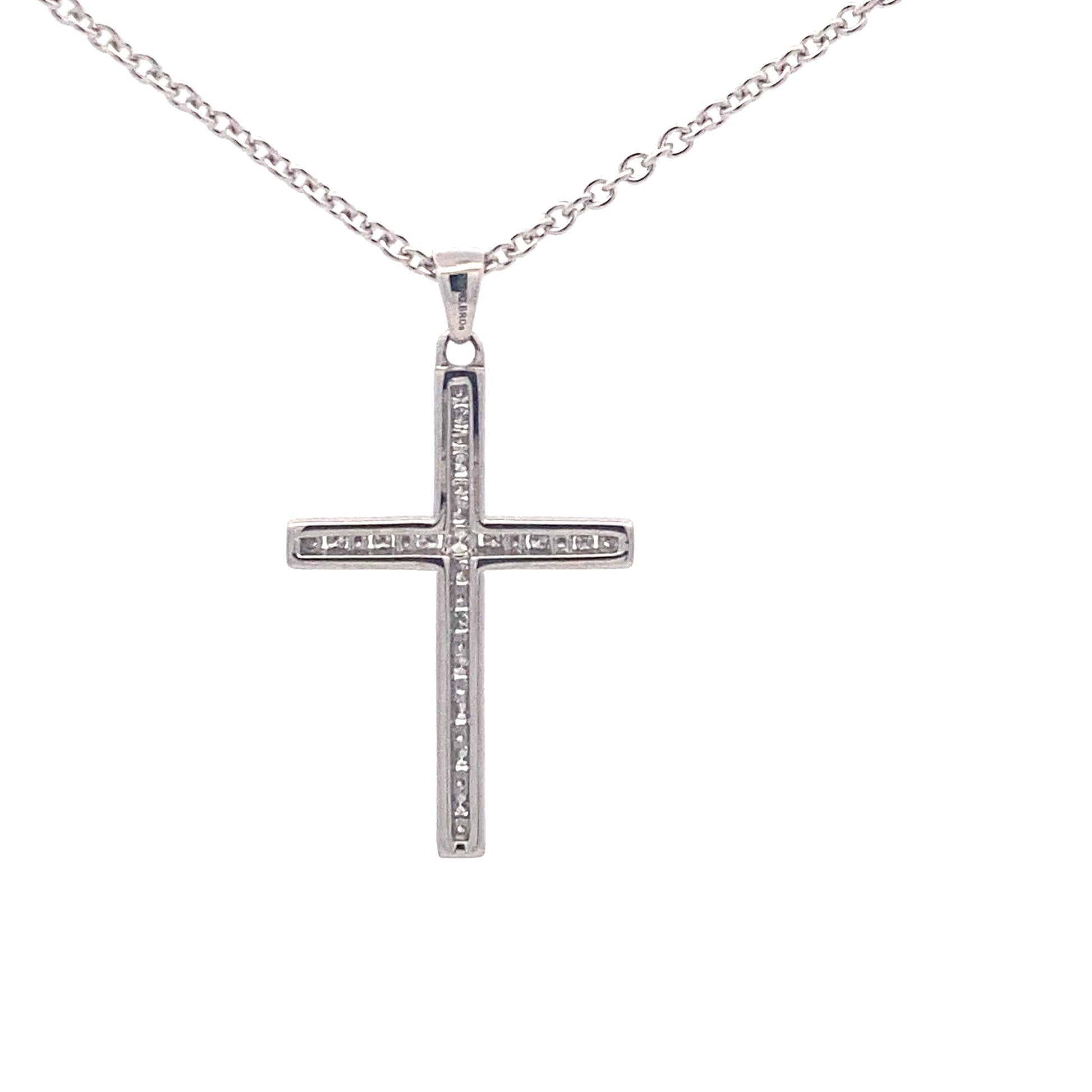 White Gold Cross pendant set with round brilliant cut diamonds Gardiner Brothers