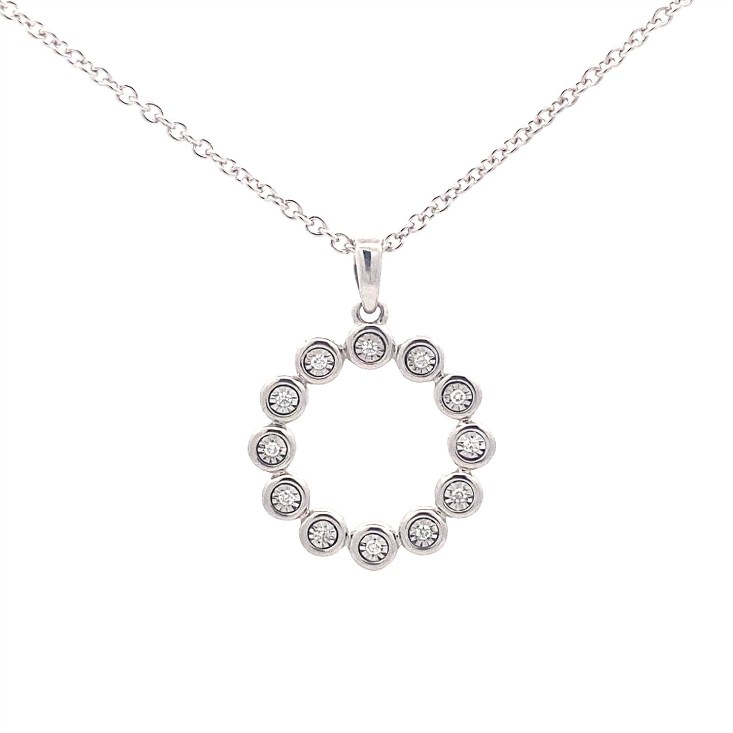Round Brilliant cut Illusion set diamond circle pendant Gardiner Brothers