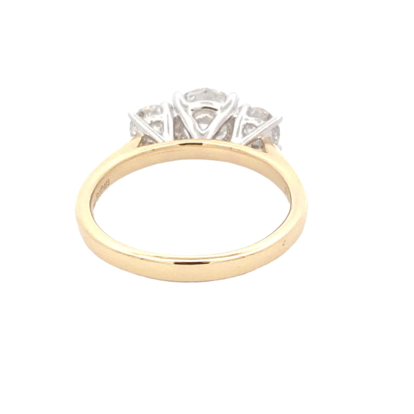 Round brilliant cut diamond 3 stone ring - 1.64cts Gardiner Brothers