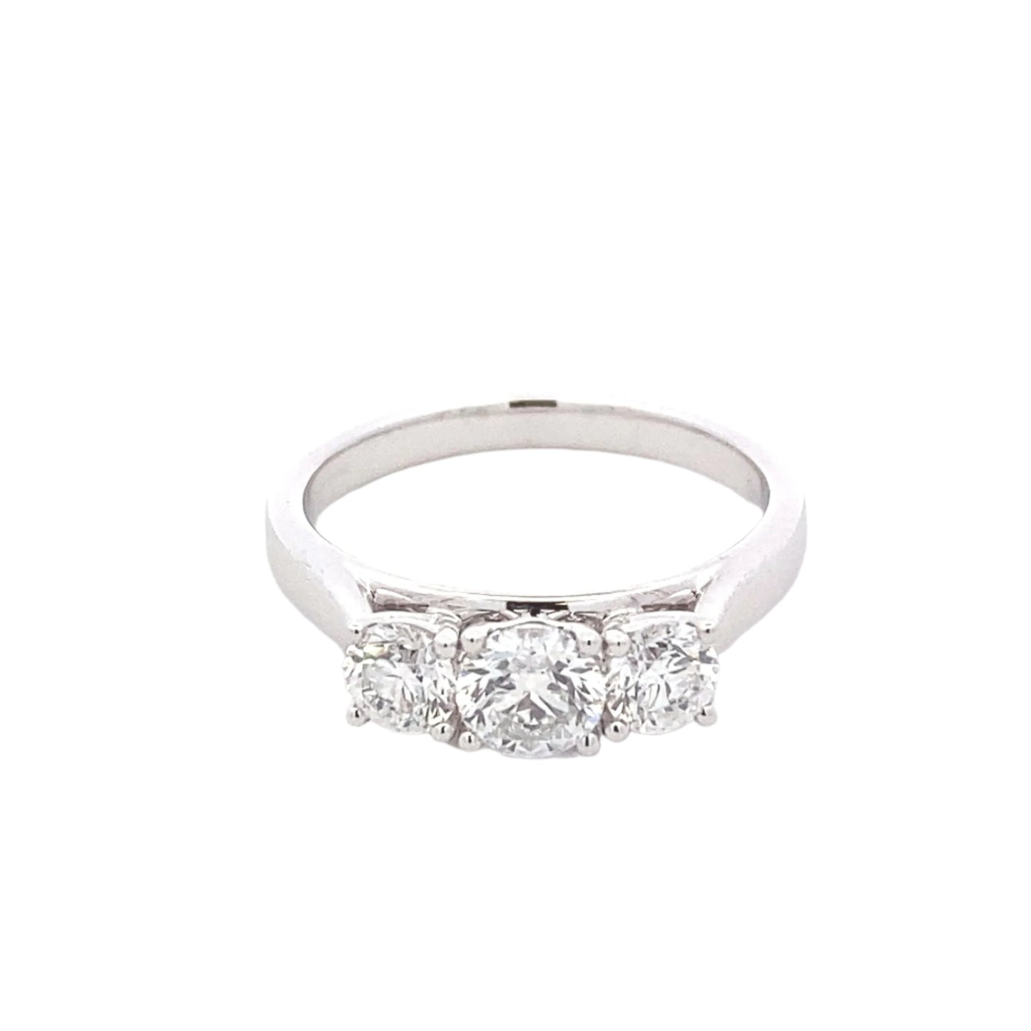 Round brilliant cut diamond 3 stone ring - 0.84cts Gardiner Brothers