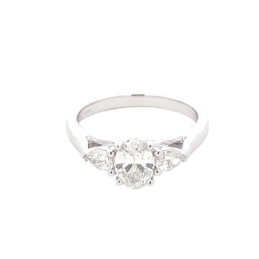 Oval and pear shaped diamond 3 stone ring - 1.00cts Gardiner Brothers