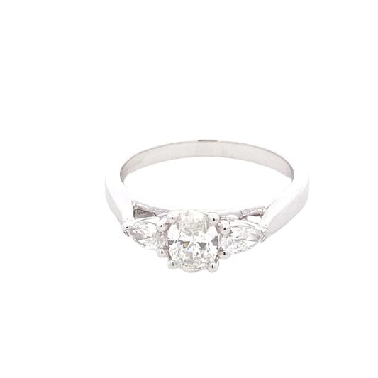 Oval and pear shaped diamond 3 stone ring - 0.80cts Gardiner Brothers