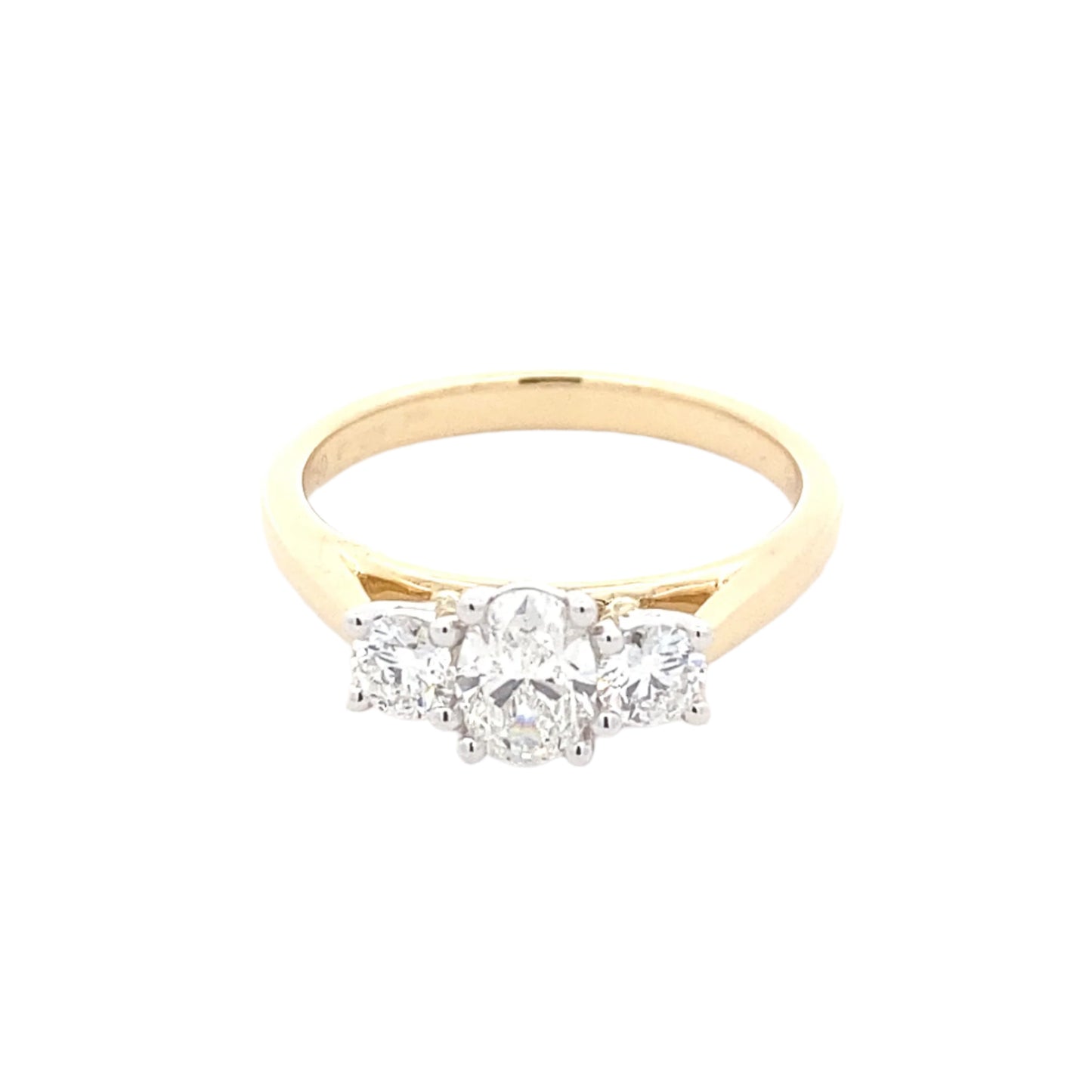 Oval and round brilliant cut diamond 3 stone ring - 0.83cts Gardiner Brothers