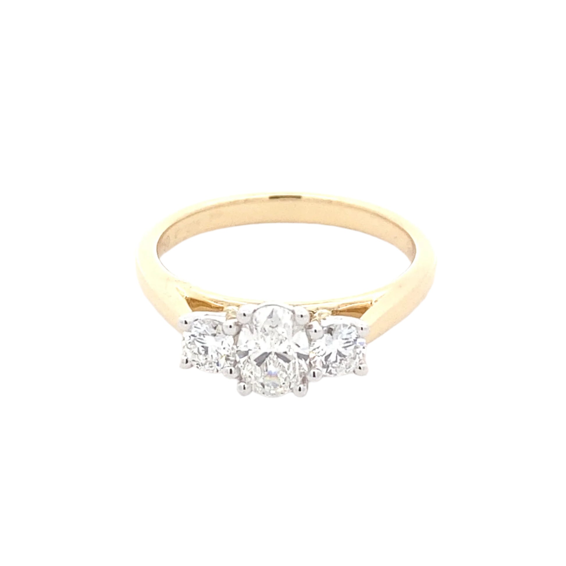 Oval and round brilliant cut diamond 3 stone ring - 0.83cts Gardiner Brothers