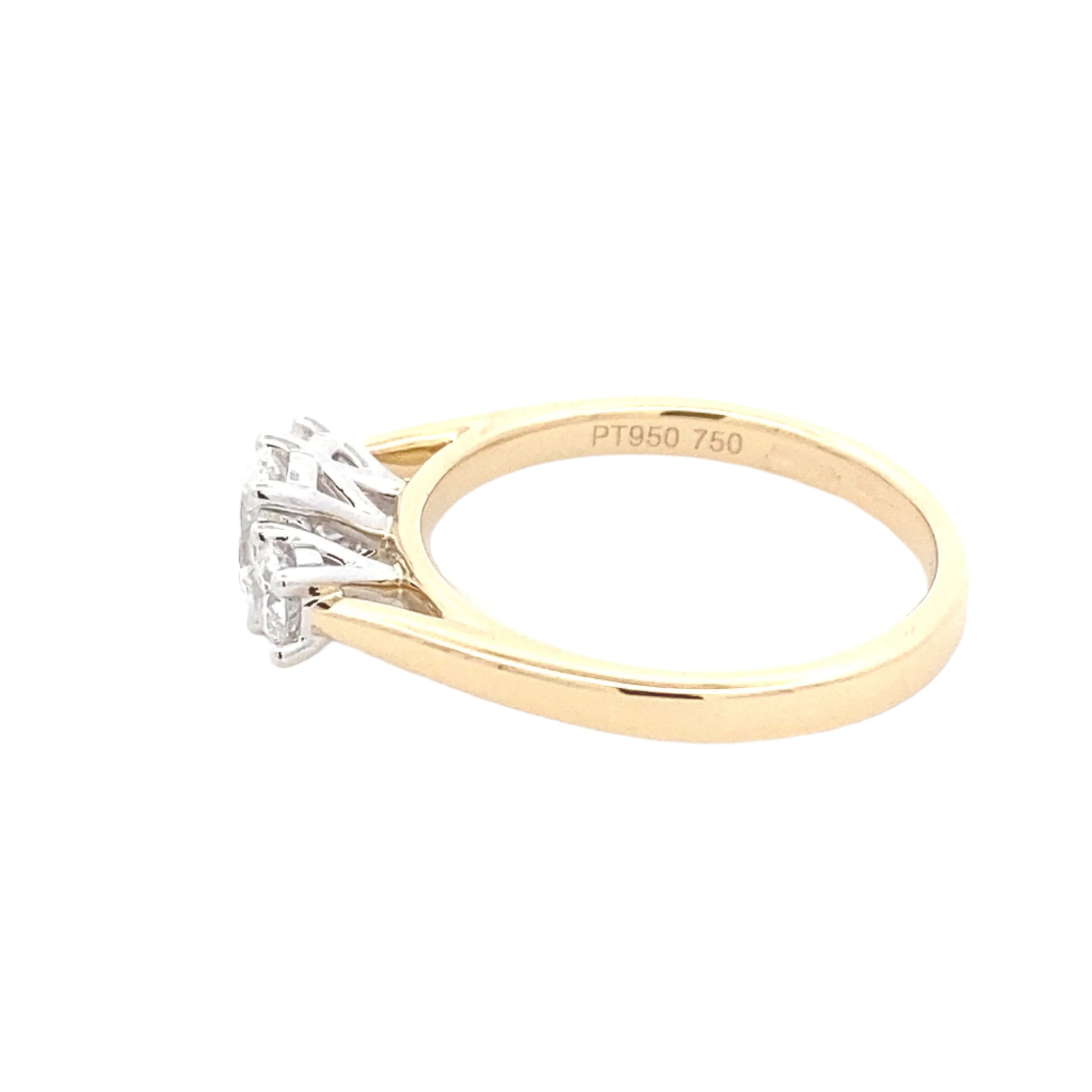 Oval and round brilliant cut diamond 3 stone ring - 0.83cts Gardiner Brothers