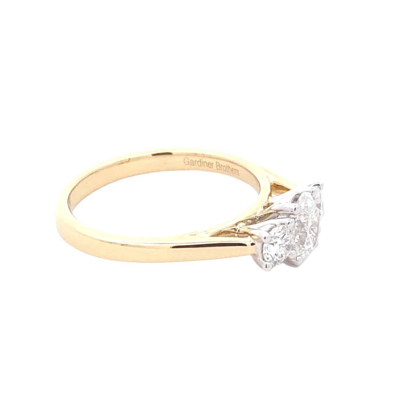 Oval and round brilliant cut diamond 3 stone ring - 0.83cts Gardiner Brothers