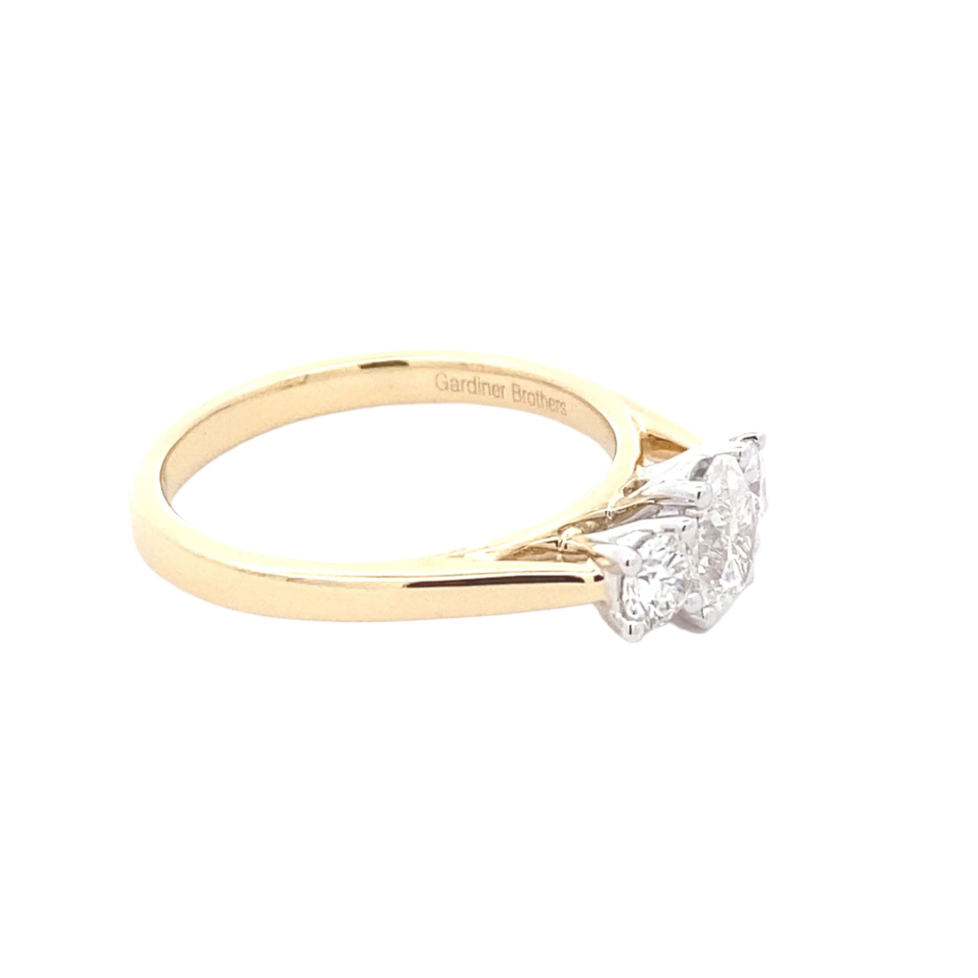 Oval and round brilliant cut diamond 3 stone ring - 0.83cts Gardiner Brothers