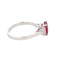 Octagonal shaped Ruby and emerald cut diamond 3 stone ring Gardiner Brothers