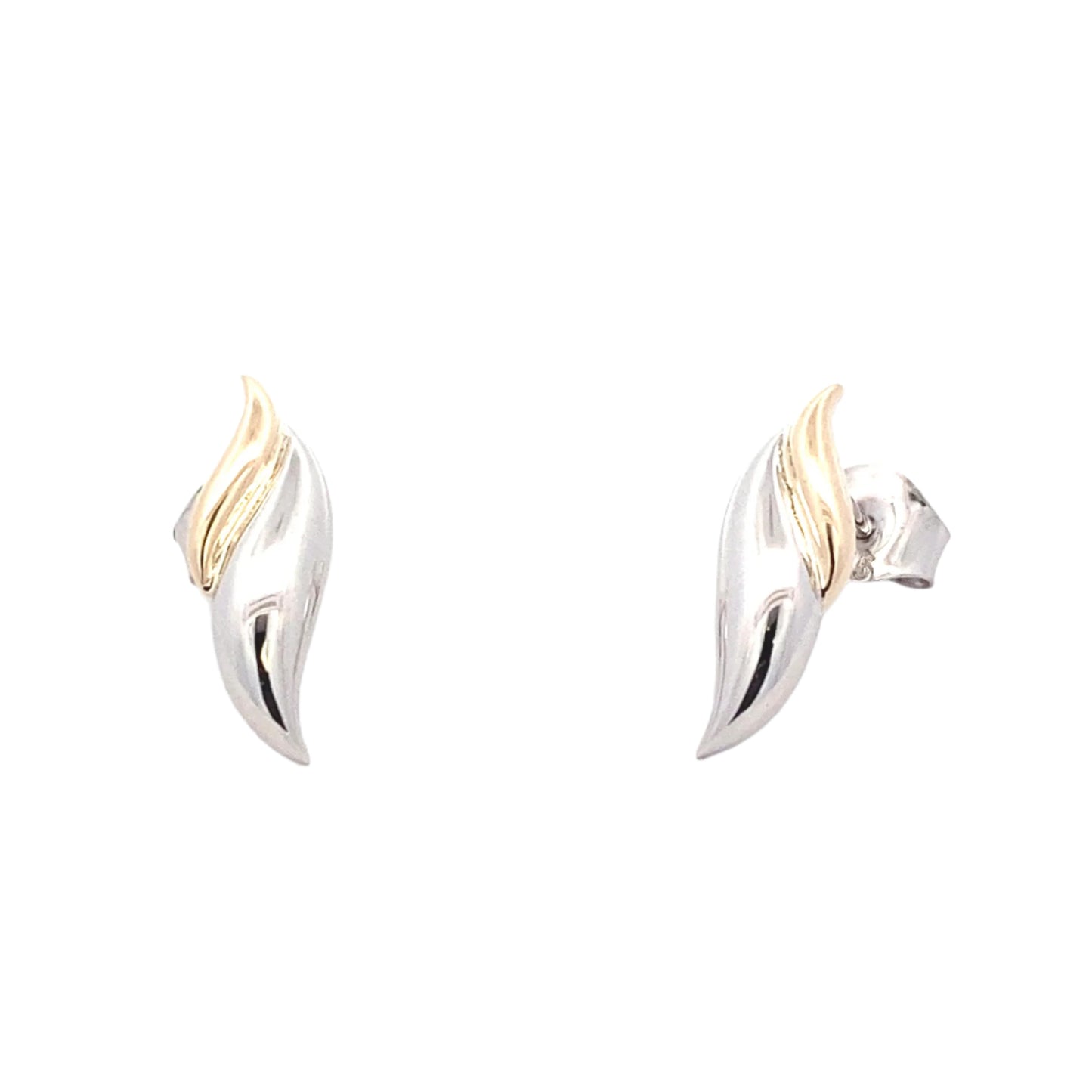 Yellow and White Gold Leaf Shaped Stud Earrings Gardiner Brothers
