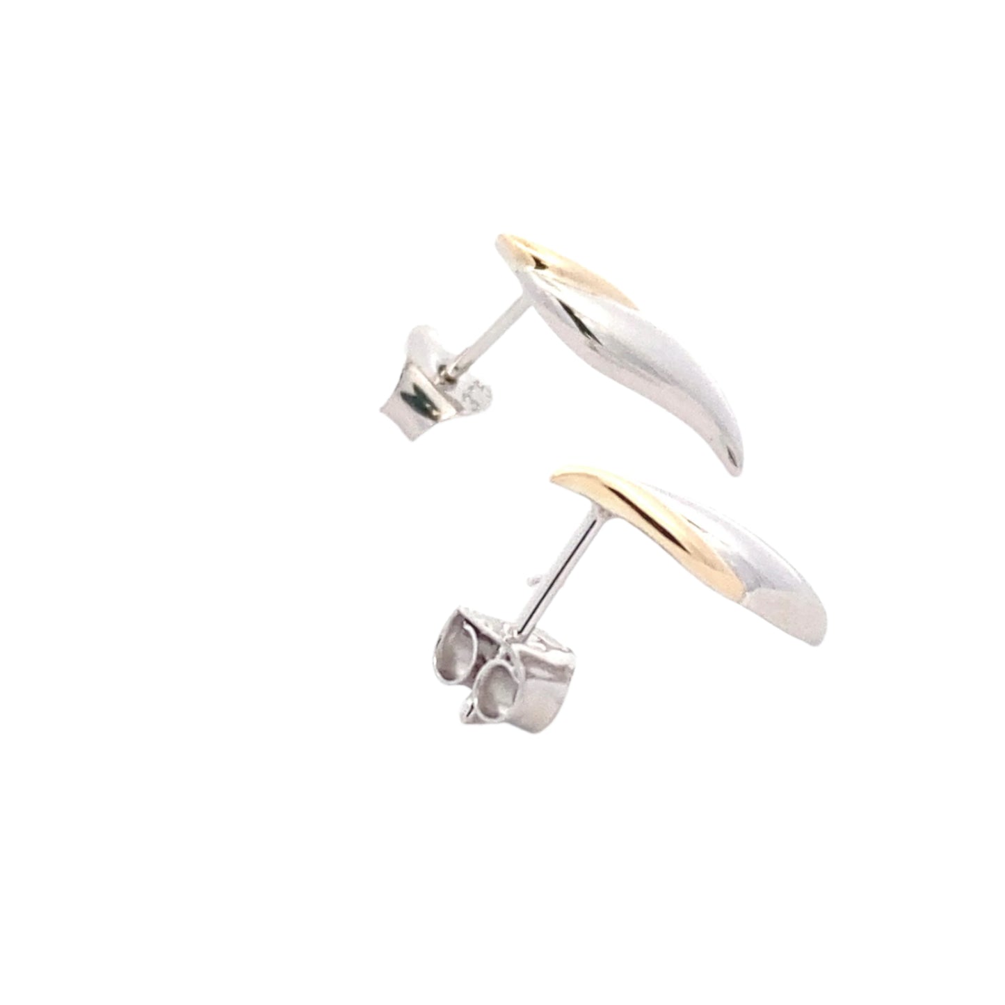 Yellow and White Gold Leaf Shaped Stud Earrings Gardiner Brothers