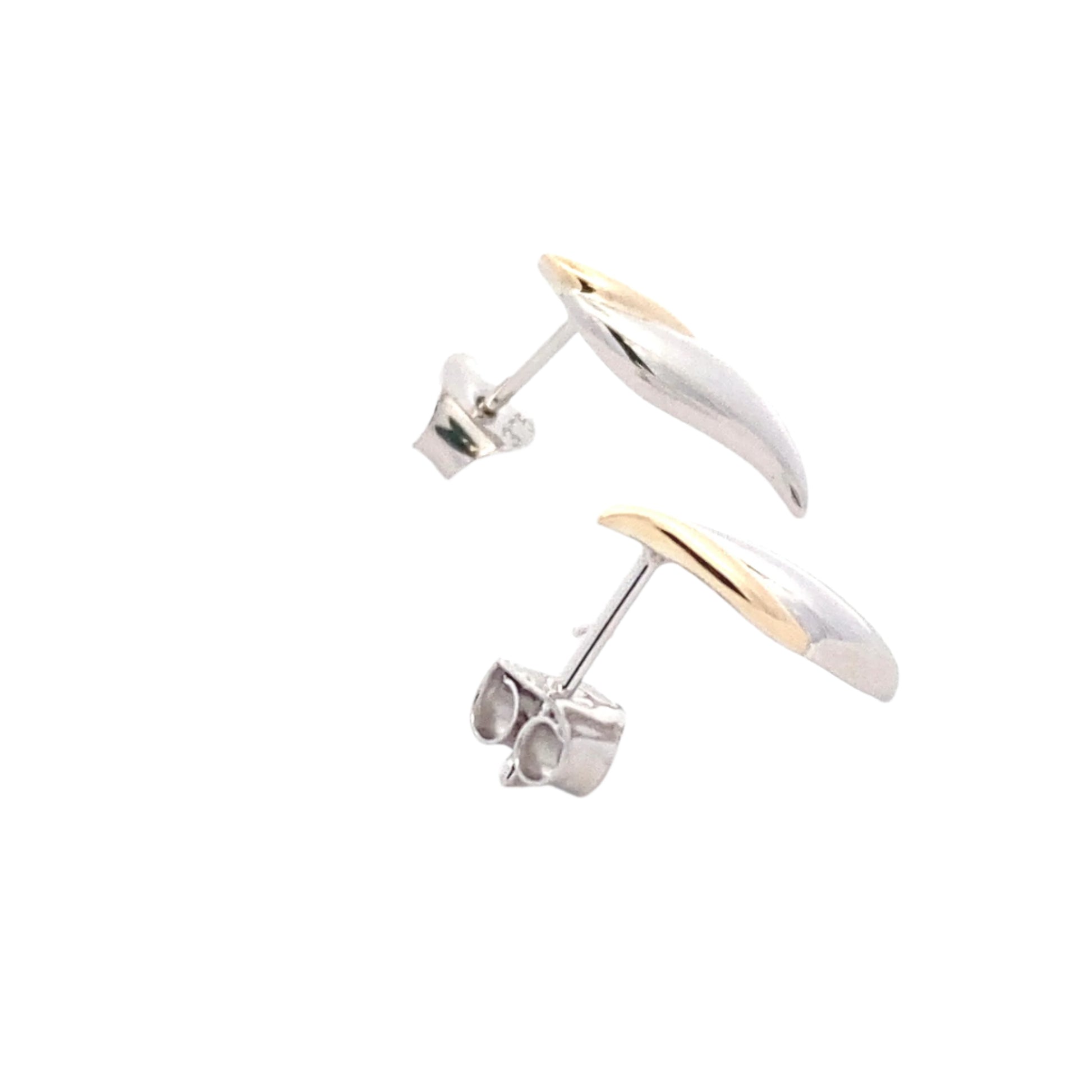 Yellow and White Gold Leaf Shaped Stud Earrings Gardiner Brothers