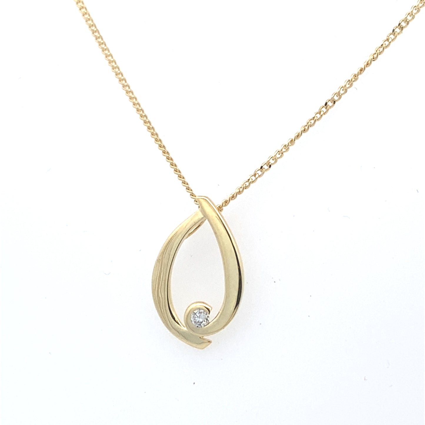 Yellow Gold Diamond Set Teardrop Pendant Gardiner Brothers