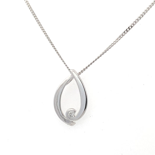 White Gold Diamond Set Teardrop Pendant Gardiner Brothers