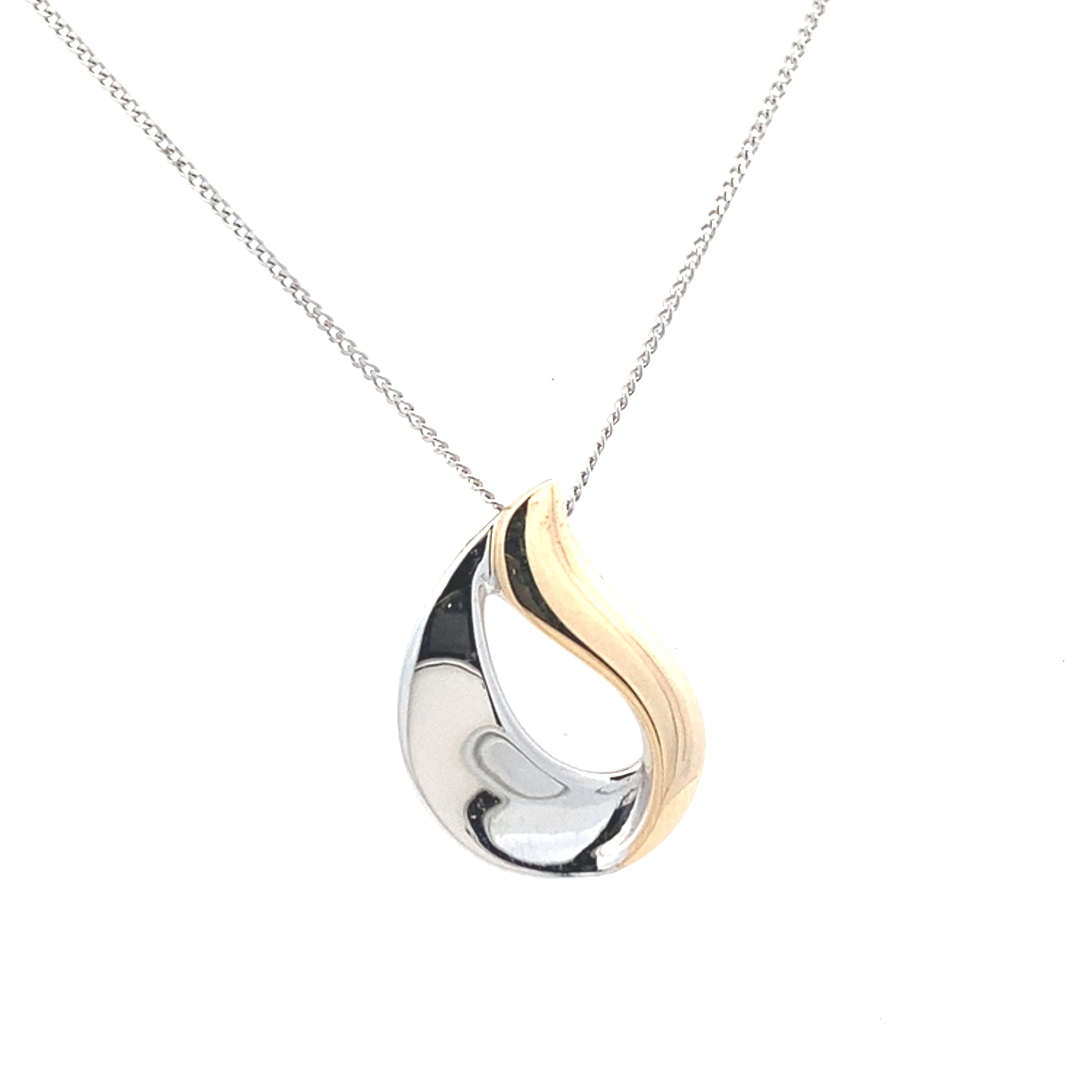 Yellow and white gold Wavy Teardrop Pendant Gardiner Brothers