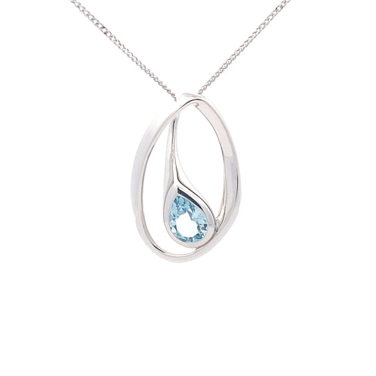 Pear Shaped Swiss Blue Topaz Fancy Style Pendant Gardiner Brothers